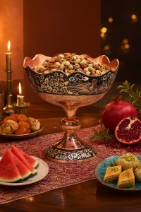 آجیل‌خوری نقره قلم‌کوب